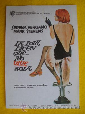  Foglietti di film di film antichi di cinema: LA LOLA DICEN QUE &hellip;NO VIVE SOLA. Dibujo de MCP. Serena Vergano, Mark Stevens, &hellip;dir Jaime de Armi&ntilde;an