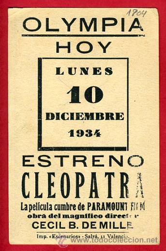Cine: CLEOPATRA , TARJETA 1934 , ORIGINAL , S1904 - Foto 2