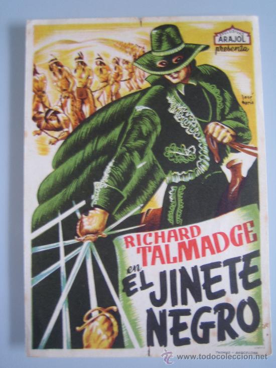 Kino: el jinete negro - folleto de mano original estreno - richard talmadge - arajol