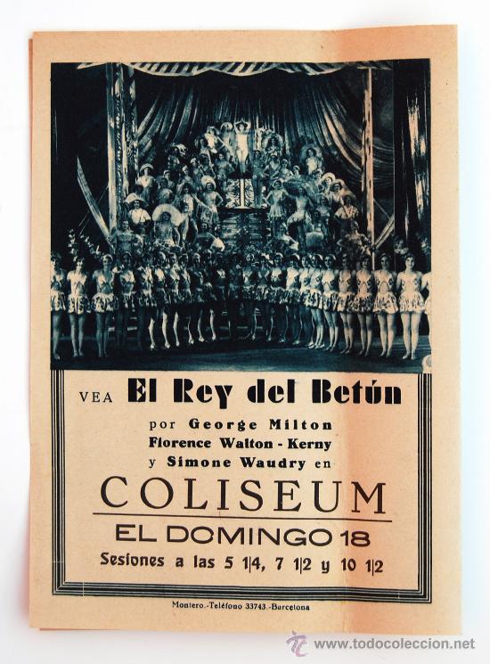 Cine: PROGRAMA DE MANO EL REY DEL BET&Uacute;N. PATHE-NATAN. 1931. - Foto 3