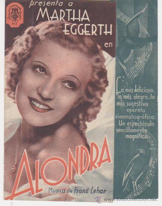Cine: Alondra. Programa doble de Procines. Cine Nuevo  1940. - Foto 1