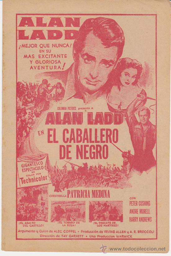  Flyers Publicitaires de films Anciens: El Caballero de Negro (El Caballero Negro) Doble de Columbi (23X30) Cine Rialto - La Habana.