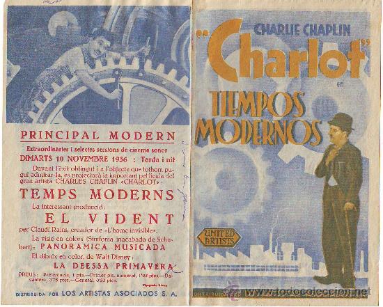 Cine: TIEMPOS MODERNOS. CHARLOT 1936 ORIGINAL - Foto 1