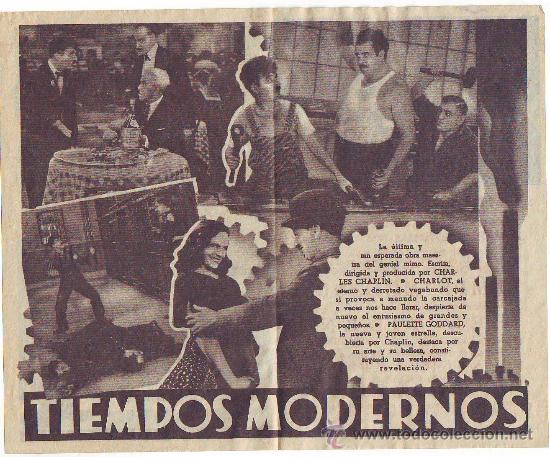 Cine: TIEMPOS MODERNOS. CHARLOT 1936 ORIGINAL - Foto 2
