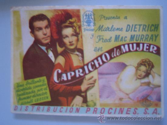 Cine: capricho de mujer marlene dietrich procines - folleto de mano original del estreno