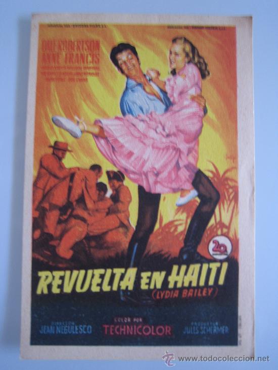 Cine: revuelta en haiti - folleto de mano original soligo fox - anne francis Lydia Bailey