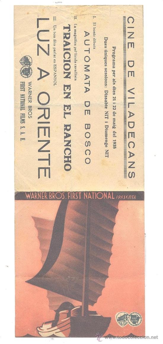 Cine: LUZ A ORIENTE, DOBLE WARNER 1938, PAT O&acute;BRIEN - Foto 1