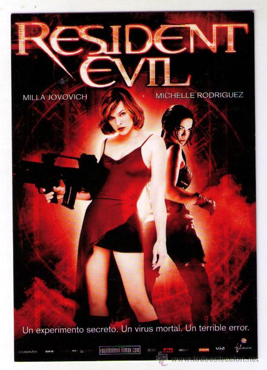 Cine: RESIDENT EVIL - MILLA JOVOVICH - 2002 - PROGRAMA-POSTAL CON ARGUMENTO EN EL REVERSO - Foto 1