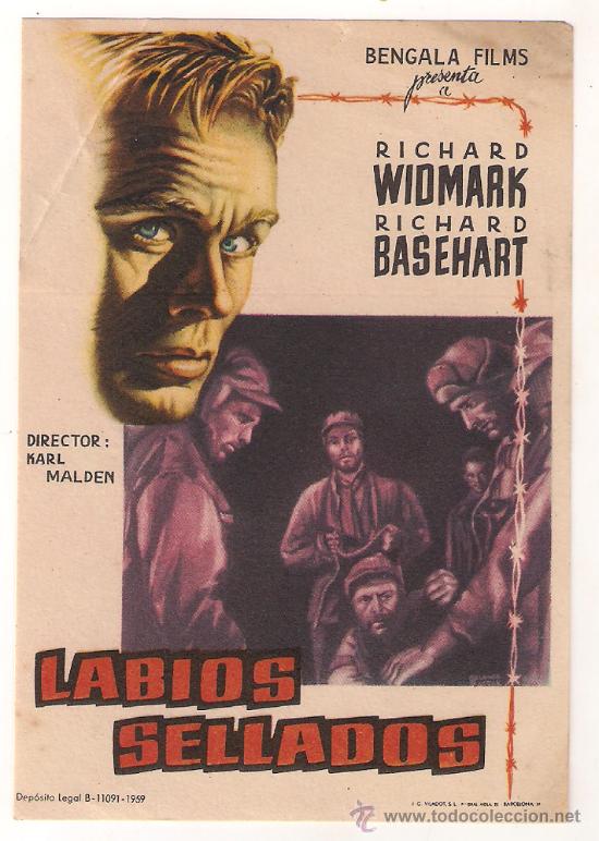 Cine: LABIOS SELLADOS PROGRAMA SENCILLO BENGALA blanco RICHARD WIDMARK RICHARD BASEHART - Foto 1