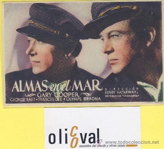Cine: Programa de mano  almas en el mar gary cooper  george raft frances dee 135 x 90 mm