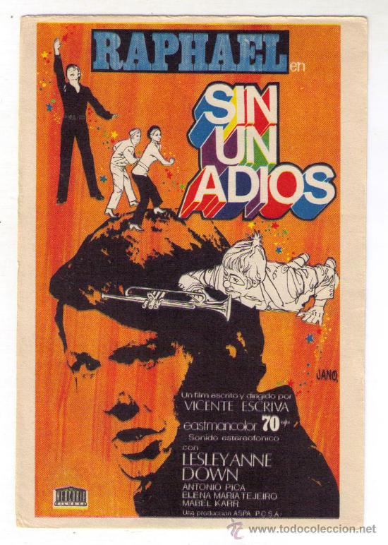 Cine: SIN UN ADIOS - RAPHAEL - 1970 - SIN PUBLICIDAD - Foto 1