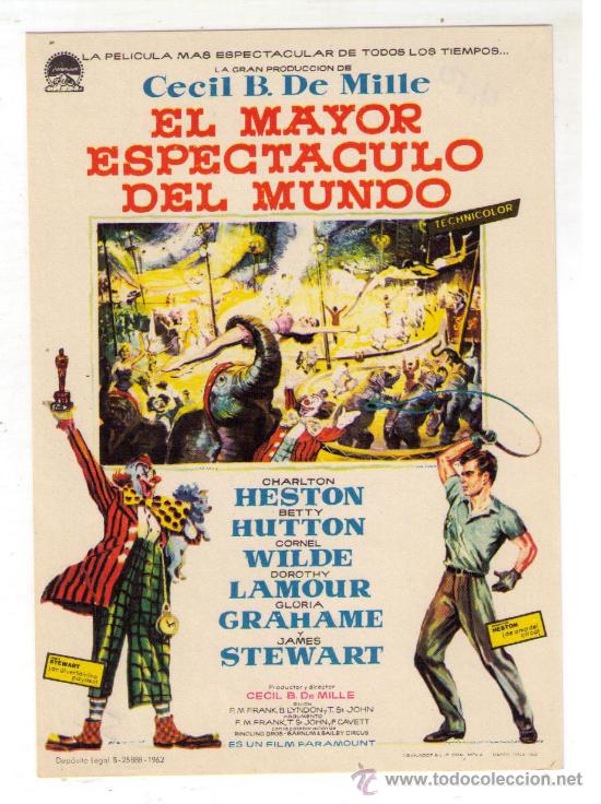 Cine: EL MAYOR ESPECTACULO DEL MUNDO - CHARLTON HESTON - 1952 - SIN PUBLICIDAD