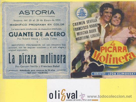 Cine: Cartelera  mano  doble 210 x 115  La picara molinera Carmen sevilla francisco rabal cifesa