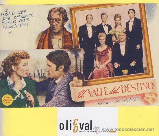 Cine: Cartelera  mano  doble 135X 210 el valle del destino  greer garson gregory peck  metro