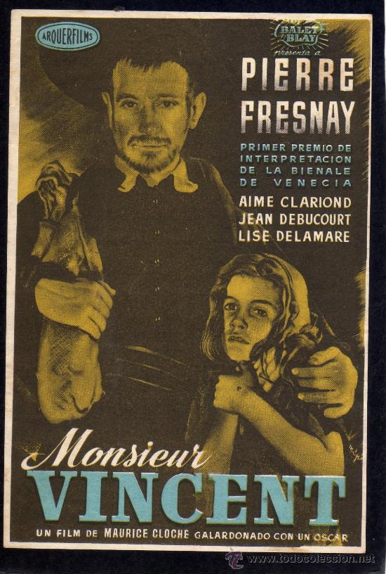  Foglietti di film di film antichi di cinema: MONSIEUR VINCENT - PIERRE FRESNAY - SIN PUBLICIDAD.