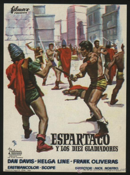  Foglietti di film di film antichi di cinema: Q-03031- ESPARTACO Y LOS DIEZ GLADIADORES (Spartacus e gli invincibili 10 gladiatori) Dan Vadis