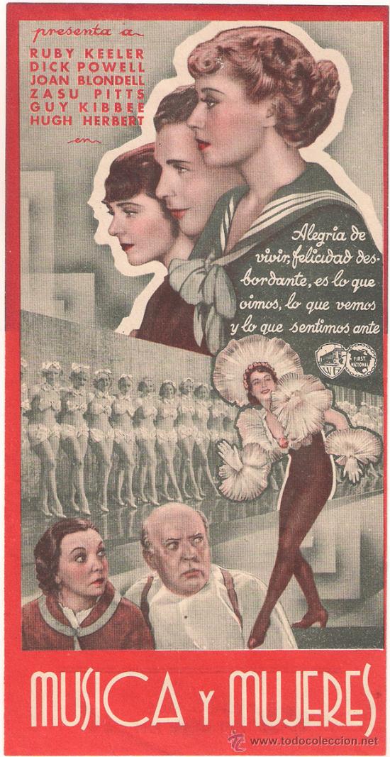 Cine: PTCC 194 MUSICA Y MUJERES PROGRAMA DOBLE WARNER DICK POWELL RUBY KEELER JOAN BLONDELL