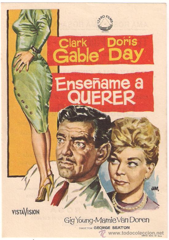 Cine: ENSE&Ntilde;AME A QUERER PROGRAMA SENCILLO IZARO FILMS DORIS DAY CLARK GABLE - Foto 1