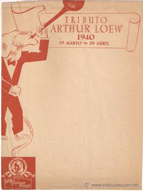 Kino: TRIBUTO ARTHUR LOEW PROGRAMA CARTA SENCILLO GRANDE MGM