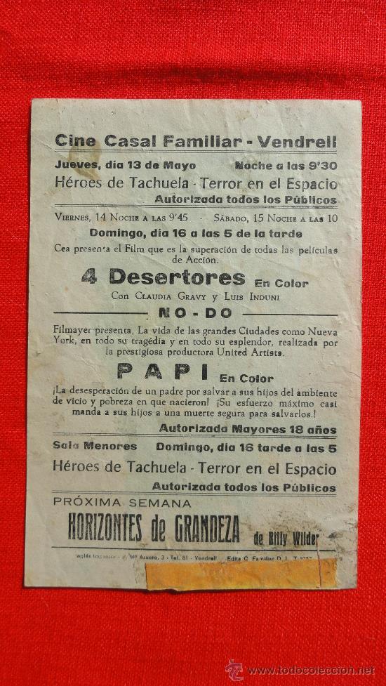 Cine: PAPI, PROGRAMA ORIGINAL CON PUBLICIDAD CINE CASAL FAMILIAR VENDRELL - Foto 2