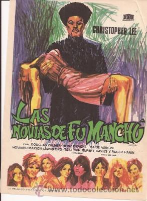 Kino: FOLLETO O PROGRAMA DE MANO LAS NOVIAS DE FU MANCH&Uacute;, DE 1967, SIN PUBLICIDAD