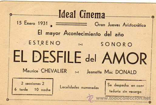 Cine: Ideal cinem. enero 1931. El desfile del amor. programa de mano. - Foto 2