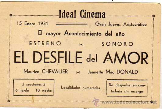 Cine: Ideal cinema. enero 1931. El desfile del amor. programa de mano. - Foto 2