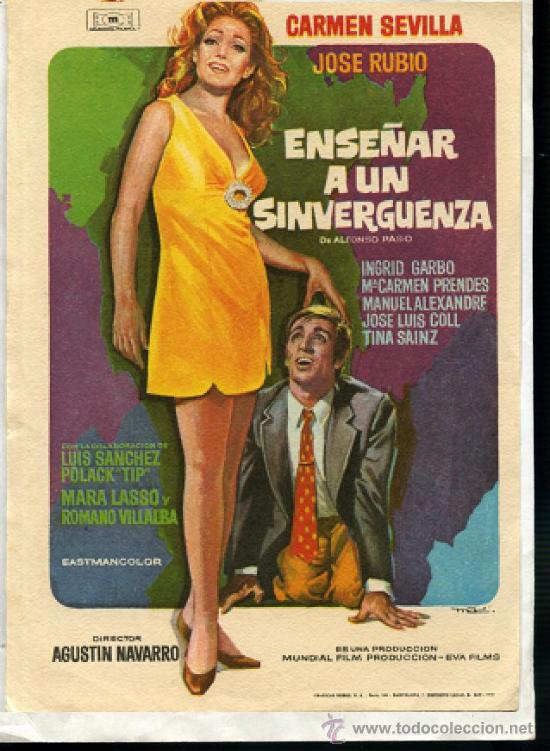 Cine: ENSE&Ntilde;AR A UN SIRVENGUENZA con CARMEN SEVILLA, Graficas Bober 1970, sin publicidad