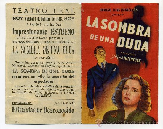 Cine: LA SOMBRA DE UNA DUDA, con Joseph Cotten. - Foto 1