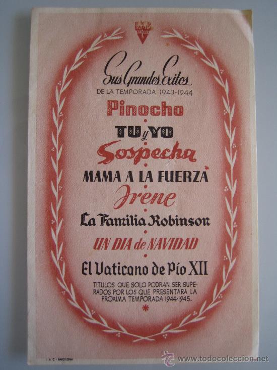 Cine: pinocho sospecha tu y yo - folleto de mano original estreno rko