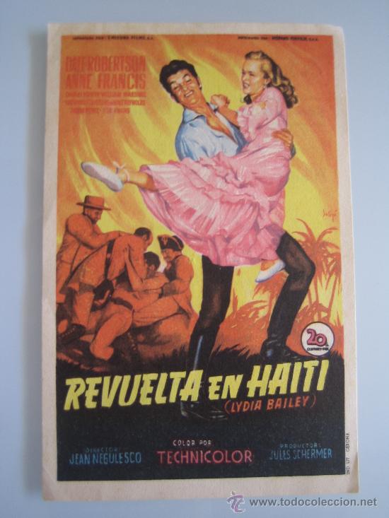 Cine: revuelta en haiti - folleto de mano original soligo fox - anna francis dale robertson impreso