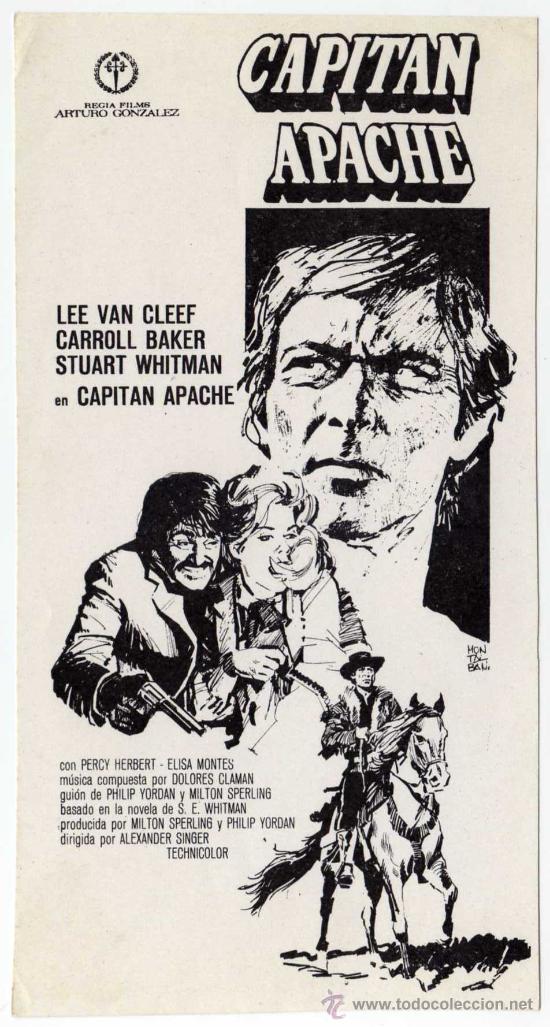 Cine: RARO PROGRAMA CINE - CAPITAN APACHE - LEE VAN CLEEF - CARROLL BAKER - Ilustrador Montalban - Foto 1