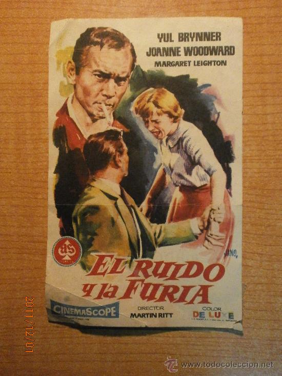 Cine: FOLLETO DE CINE EL RUIDO Y LA FURIA PUBLICIDAD CINE NUEVO