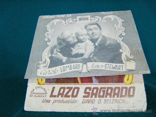 Cine: LAZO SAGRADO - JOHN CROMWELL - JAMES STEWART - CAROLE LOMBARD - CINE MODERNO. BA&Ntilde;OLAS - 1945.