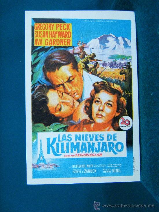 Cine: NIEVES DE KILIMANJARO-HENRY KING-ILUSTRACION SOLIGO-GREGORY PECK-AVA GARDNER-(1952)-PERFECTO ESTADO.