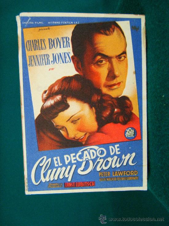 Cine: EL PECADO DE CLUNY BROWN-ERNST LUBITSCH-CHARLES BOYER-ILUSTRADO SOLIGO-KURSAAL-(1946)-