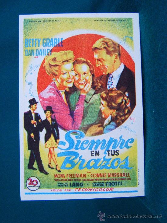 Cine: SIEMPRE EN TUS BRAZOS-WALTER LANG-ILUSTRADO POR SOLIGO-BETTY GRABLE-(1947)-PERFECTO ESTADO.