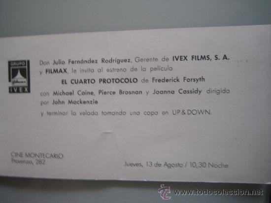 Cine: el cuarto protocolo- folleto de mano original estreno - Foto 1