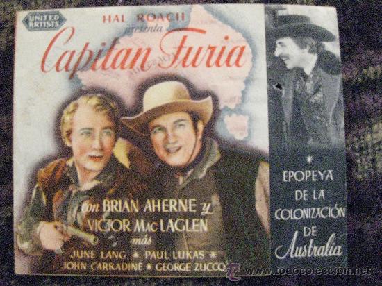 Cine: PROGRAMA DOBLE CINE. CAPITAN FURIA. CINE RAMBLAS 1944. - Foto 1