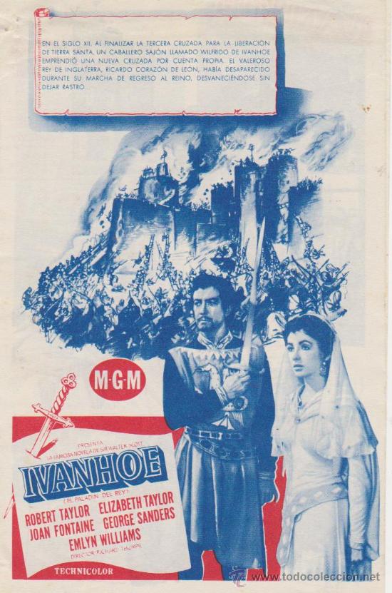  Flyers Publicitaires de films Anciens: Ivanhoe. Doble grande de MGM. Coliseo Olympia.