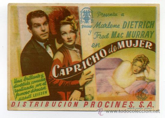 Cine: CAPRICHO DE MUJER, con Marlene Dietrich.