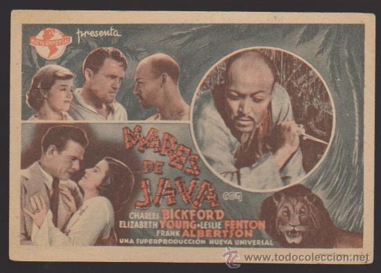  Flyers Publicitaires de films Anciens: Mares de Java. Programa tarjeta de Nueva Universal.