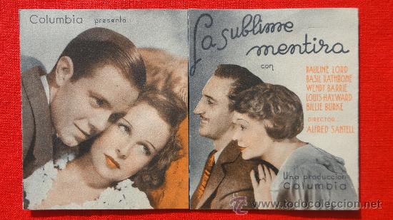 Cine: LA SUBLIME MENTIRA, PAULINE LORD, BASIL RATHBONE, IMPECABLE PROGRAMA DOBLE ORIGINAL, SP - Foto 1