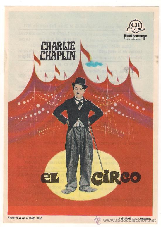 Cine: PTCC7 24 EL CIRCO PROGRAMA SENCILLO CB FILMS CHARLES CHAPLIN CHARLOT - Foto 1