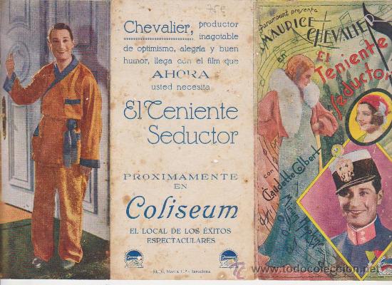 Cine: El Teniente Seductor. Programa tr&iacute;ptico de Paramount. Cine Coliseum. - Foto 1