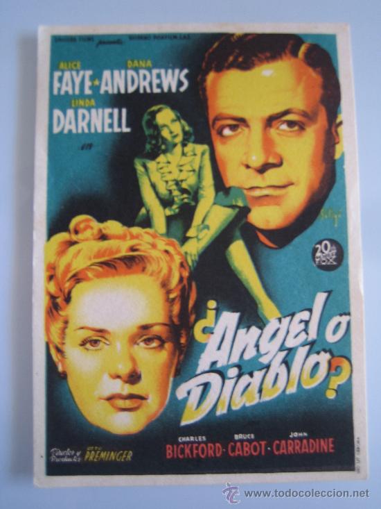 Cine: angel o diablo preminger soligo fox- folleto de mano original estreno