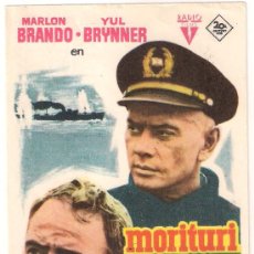  Foglietti di film di film antichi di cinema: MORITURI PROGRAMA SENCILLO RADIO FILMS MARLON BRANDO YUL BRYNNER