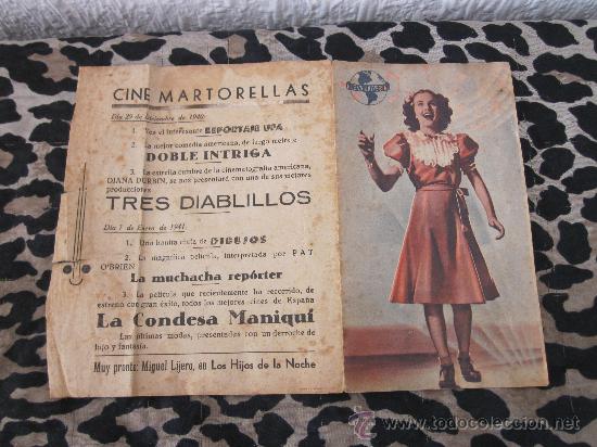 Cine: PROGRAMA DE CINE TRES DIABLILLOS DIANA DURBIN BINNIE BARNES - Foto 1