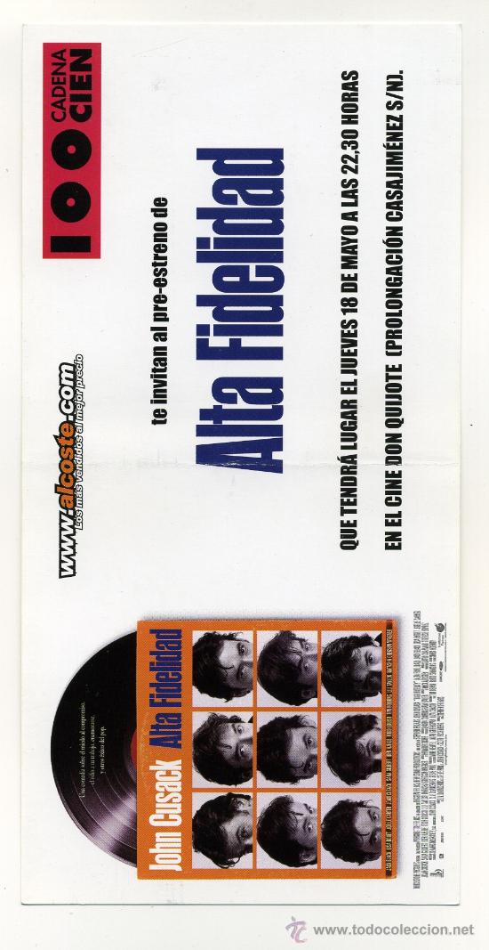  Flyers Publicitaires de films Anciens: ALTA FIDELIDAD, con John Cusack.