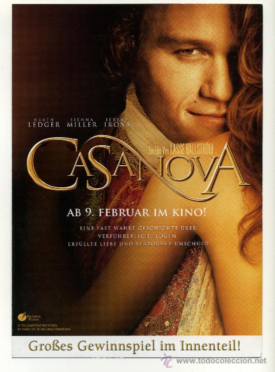 Cinema: CASANOVA, con Heath Ledger. 15 X 20 cms